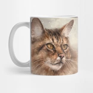 Painting of a Fluffy Brown Somali Cat Mug